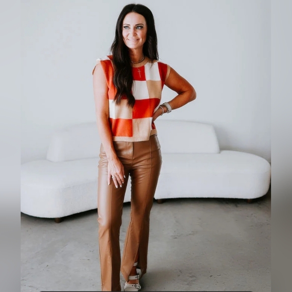 NWT Reina Faux Leather Pants | Mulla | coffee tan Msrp: $72 - Picture 4 of 9